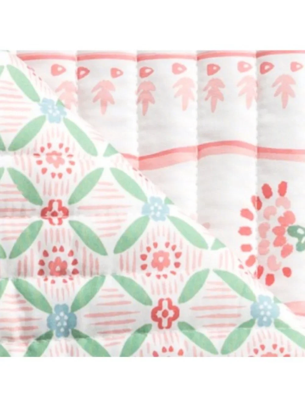 ENVOGUE Reversible Strawberry Floral Striped Outdoor Picnic Blanket